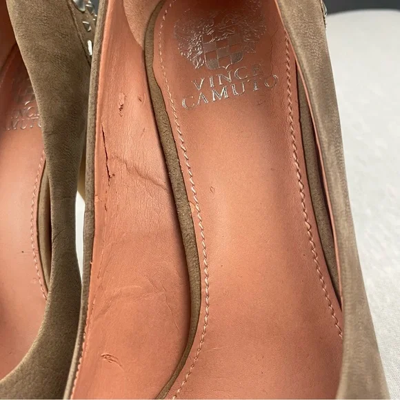 Vince Camuto Malaya Brown Tan Studded Pumps Heels Womens Size 7.5 - Picture 7 of 10